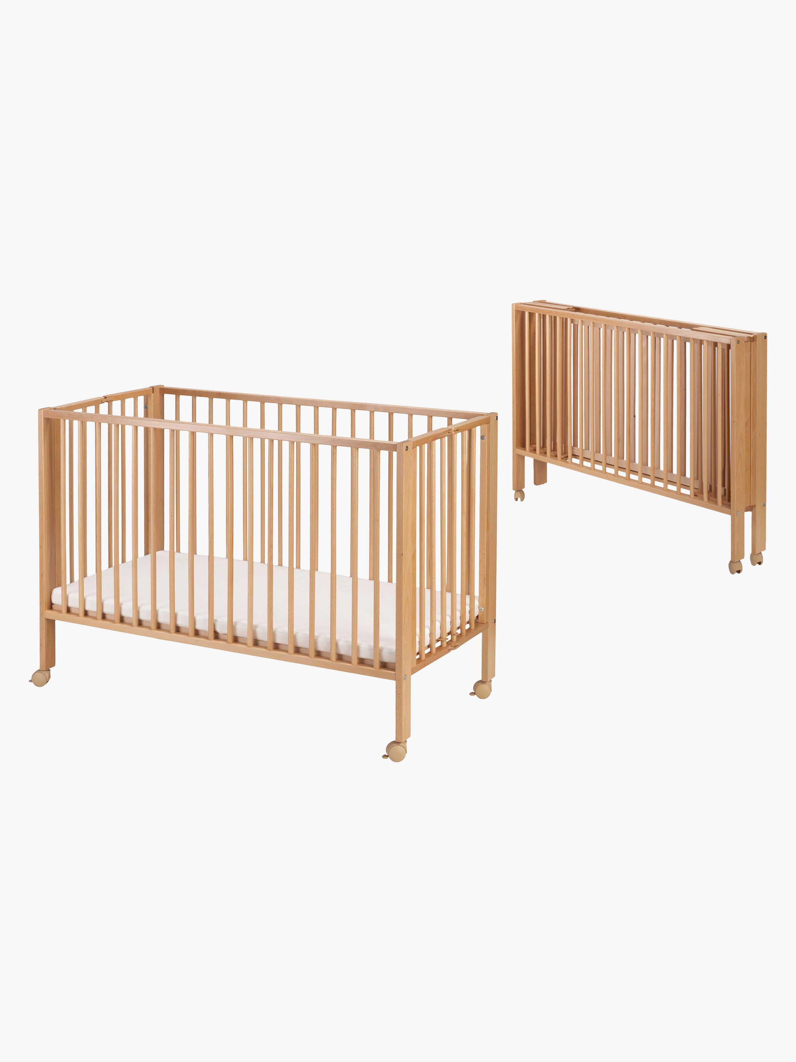Zusammenklappbares Babybett mit Matratze, Beige