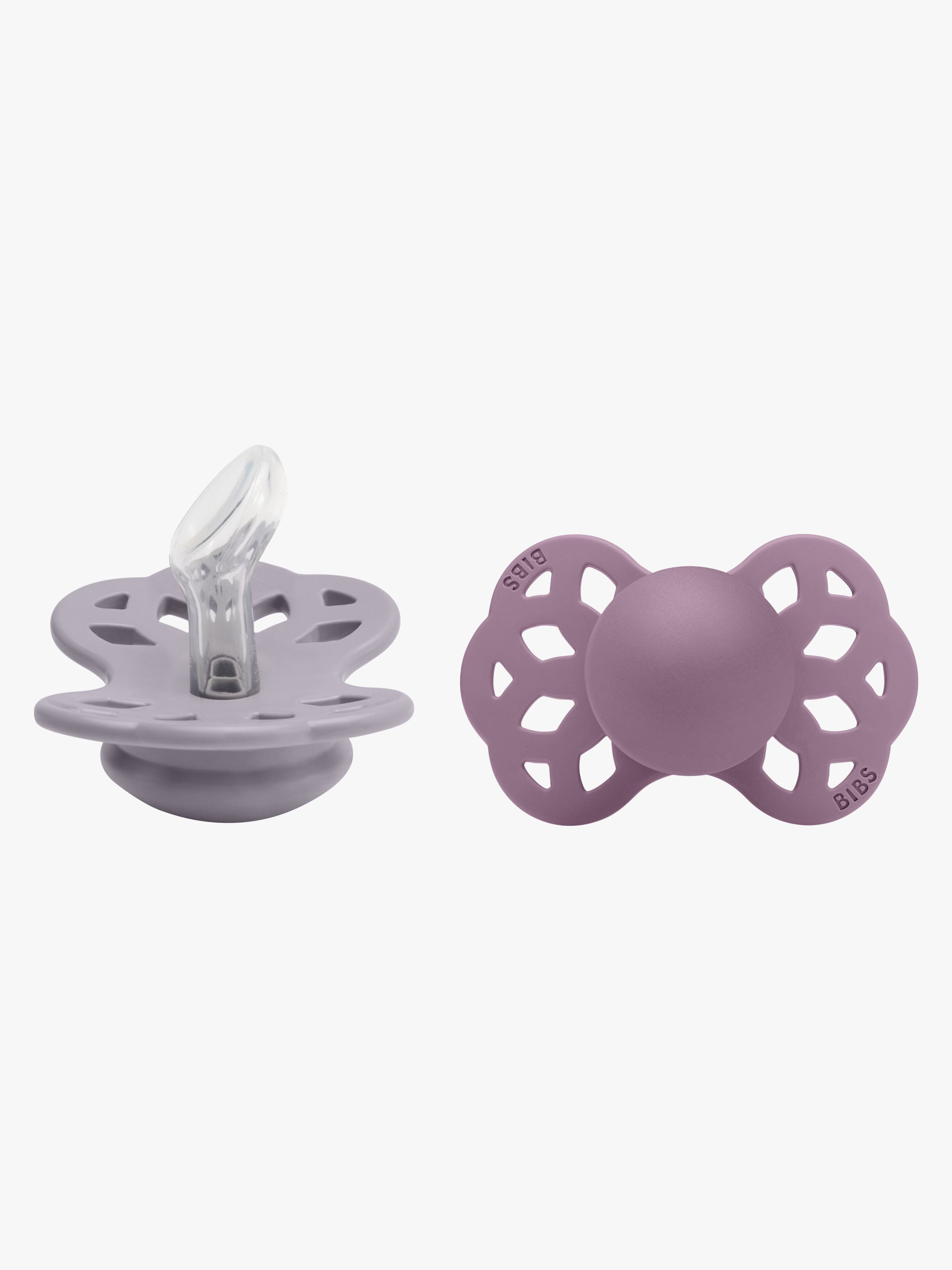 BIBS Infinity Schnuller 2er-Pack Silikon Größe 1 Anatomisch, Fossil Grey/Mauve
