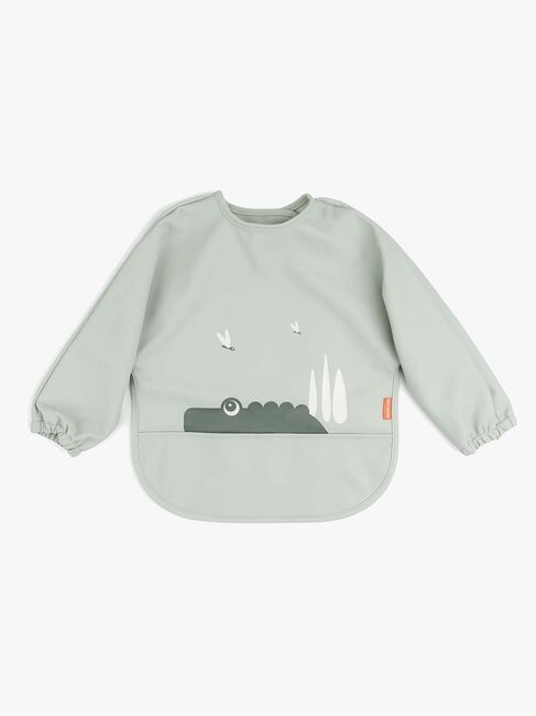 Done By Deer Langärmliges Lätzchen mit Tasche Croco, Green