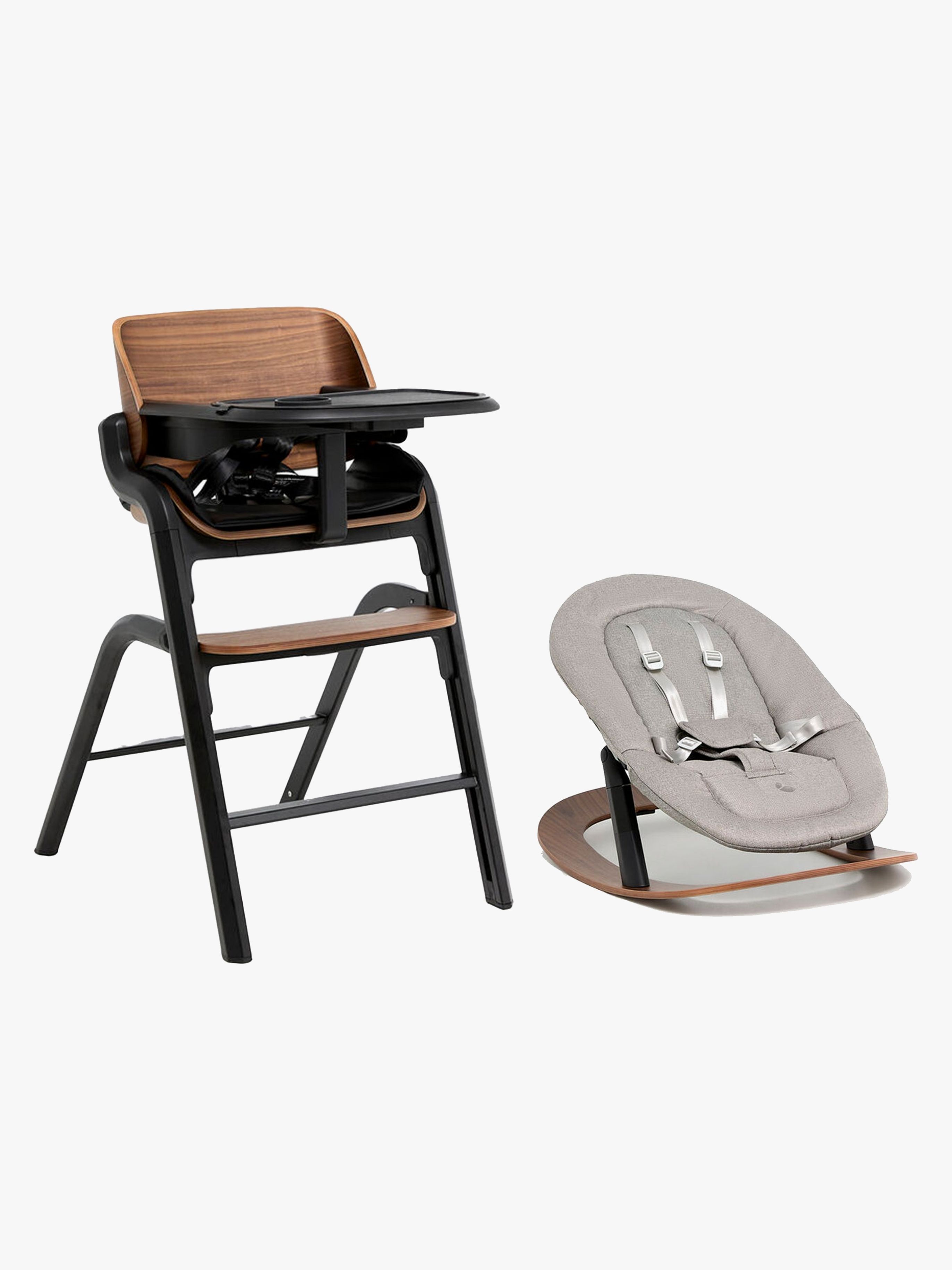 Selection Life Hochstuhl inkl. Babywippe, Walnut / Grey