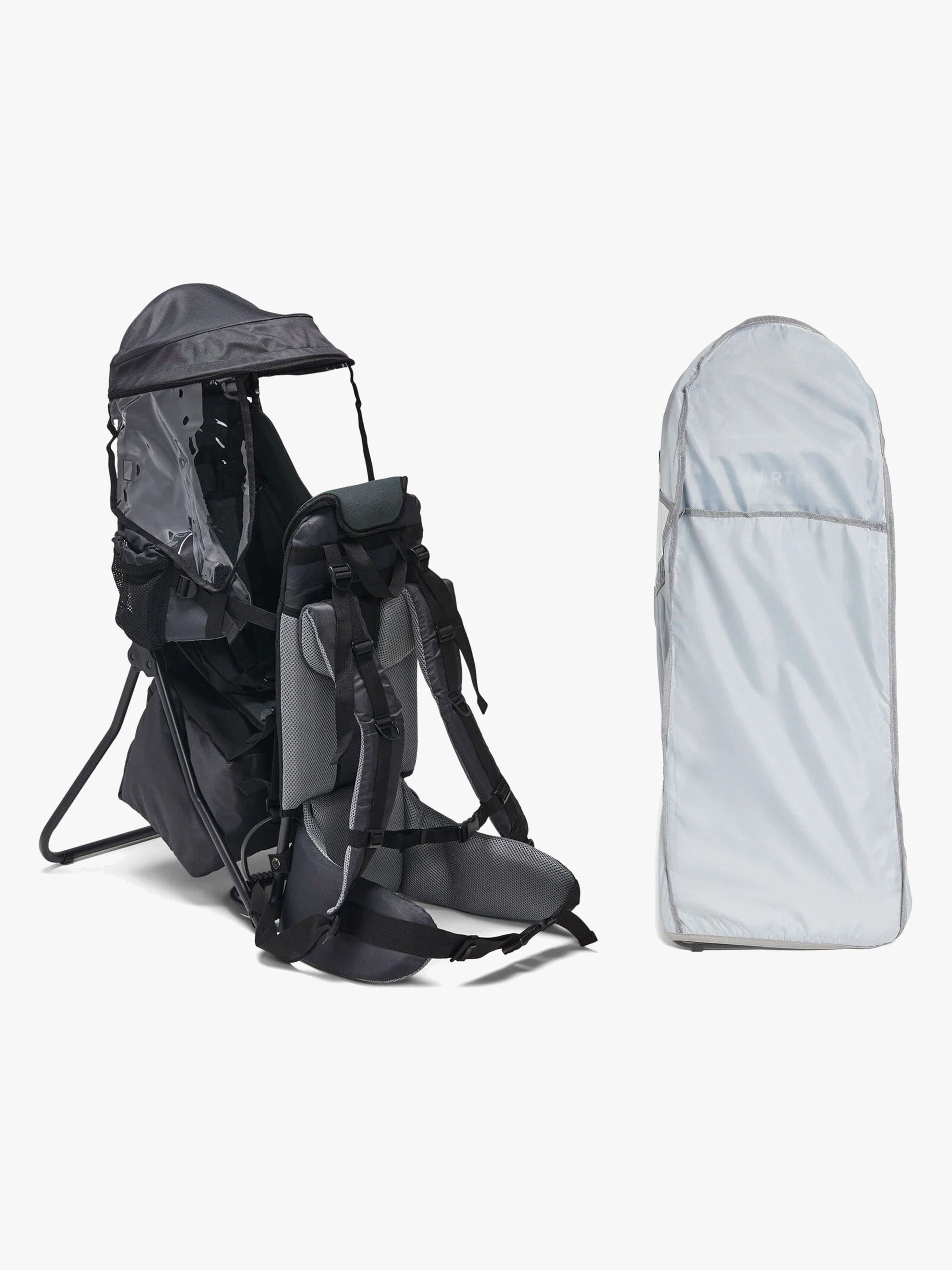 Adventure Rückentrage mit Stütze inkl. Regenschutz, Grey