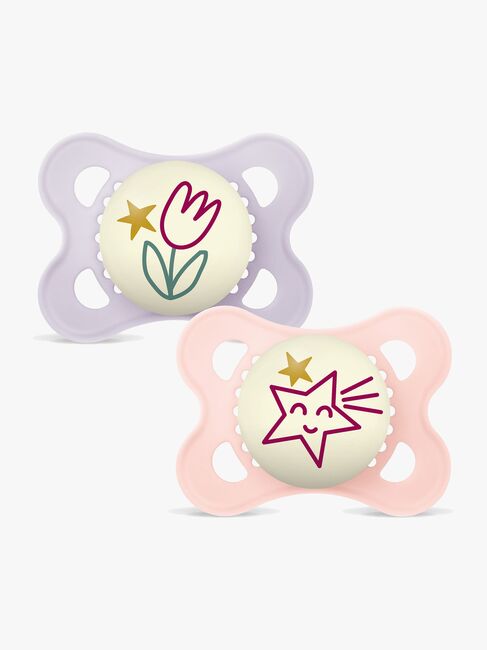 MAM Orginal Night Schnuller Silikon 2er-Pack 0-6m, Rosa