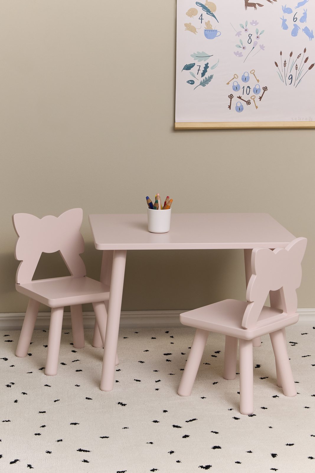 Alice & Fox MILA Tisch und Stühle, Rosa