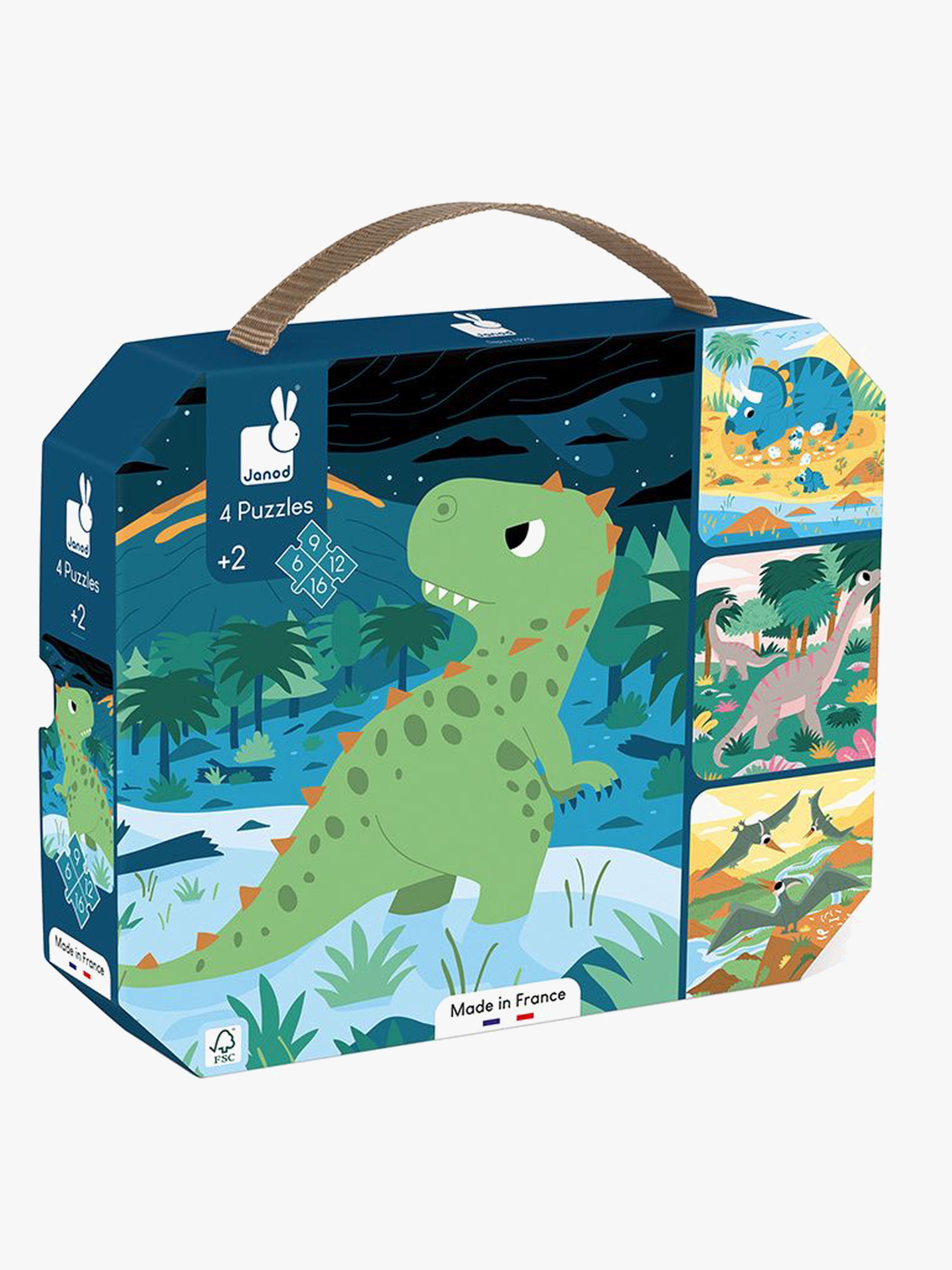 Janod Dinosaurier Puzzles mit steigender Schwierigkeit 4-in-1 43 Teile