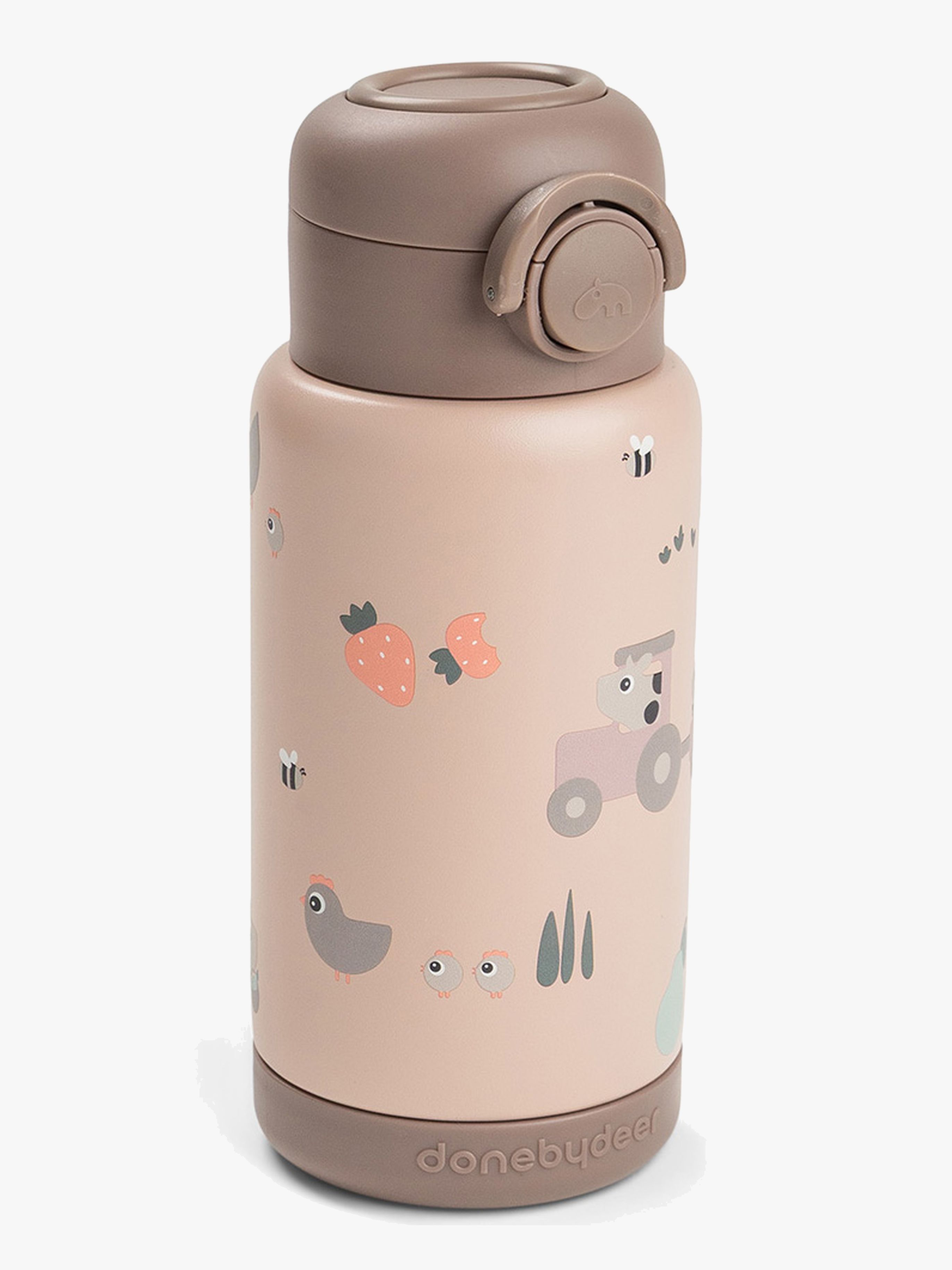 Done By Deer Tiny Farm Trinkflasche mit Trinkhalm, Powder