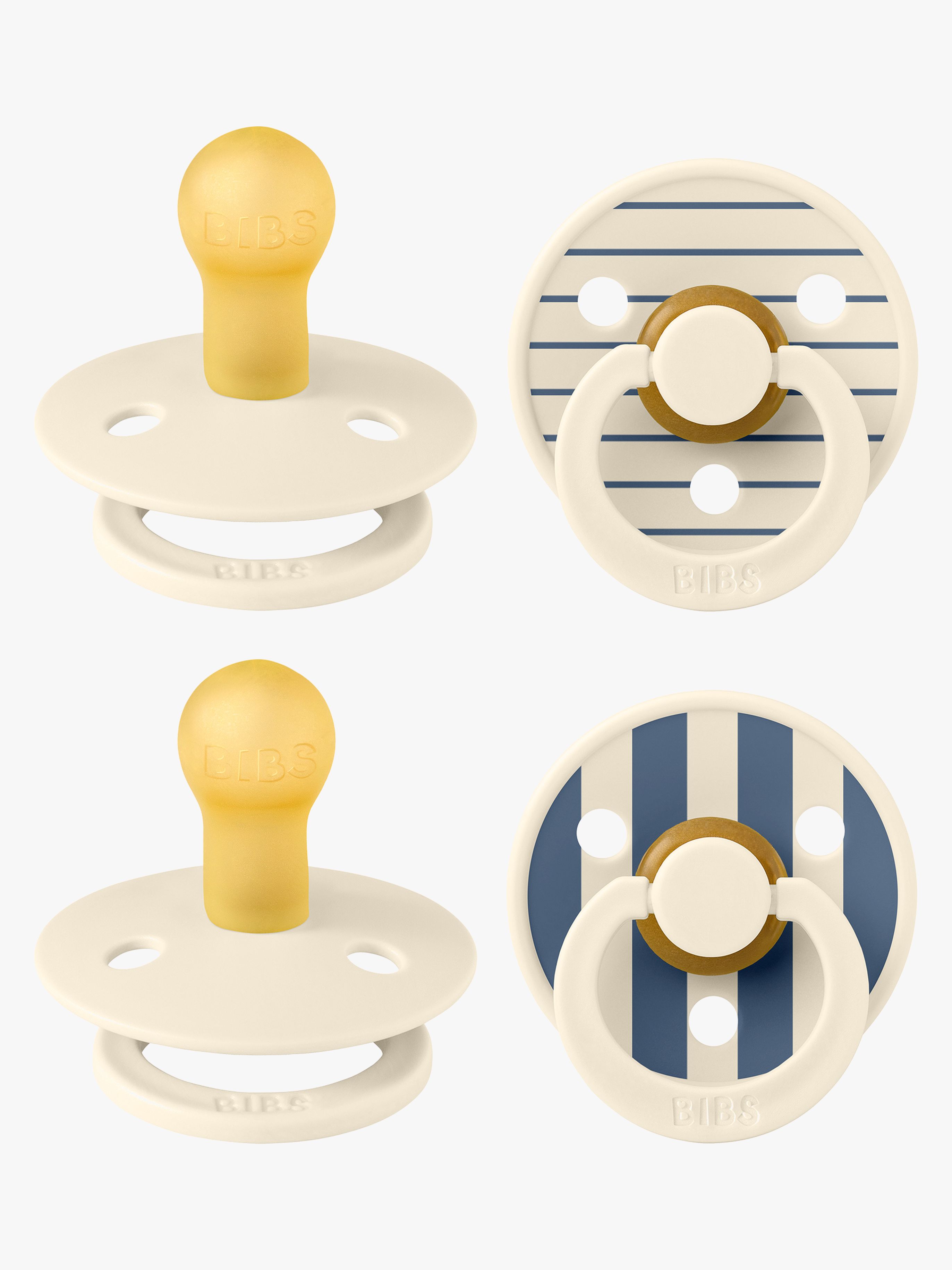 Studio Colour Schnuller 4er-Pack Latex Größe 1, Pin Ivory Vanilla / Pin Ivory Steel Blue