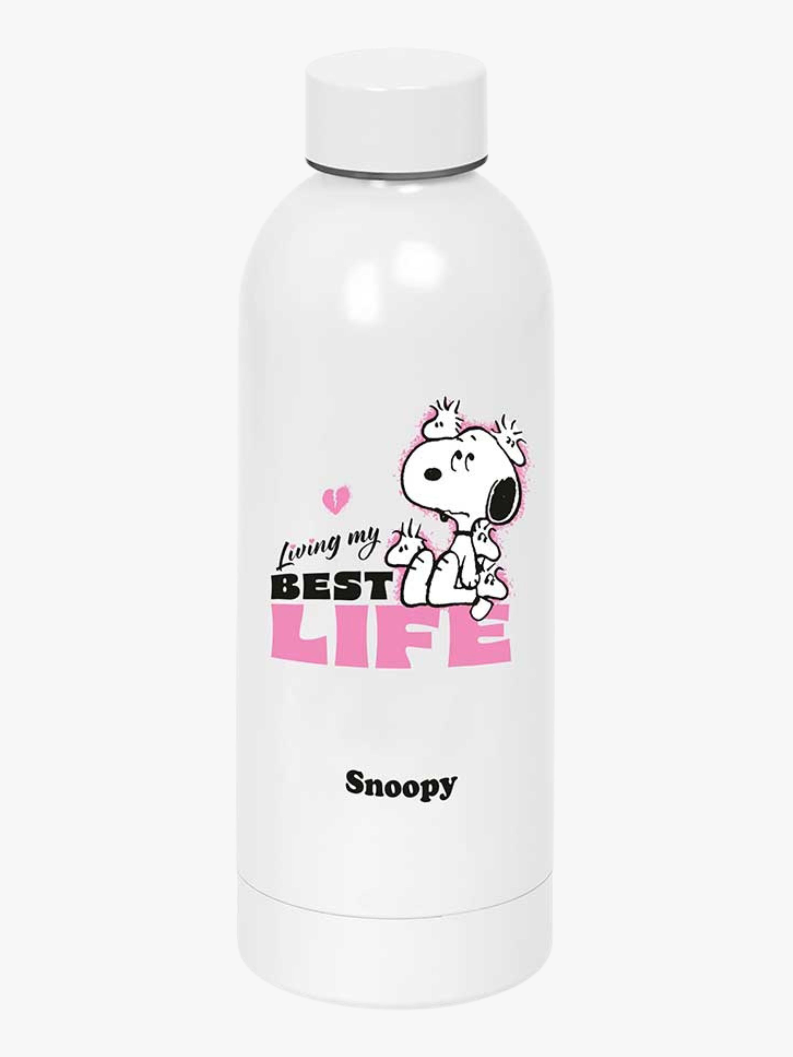 Stainless Steel Trinkflasche 500ml, Rosa / Weiß