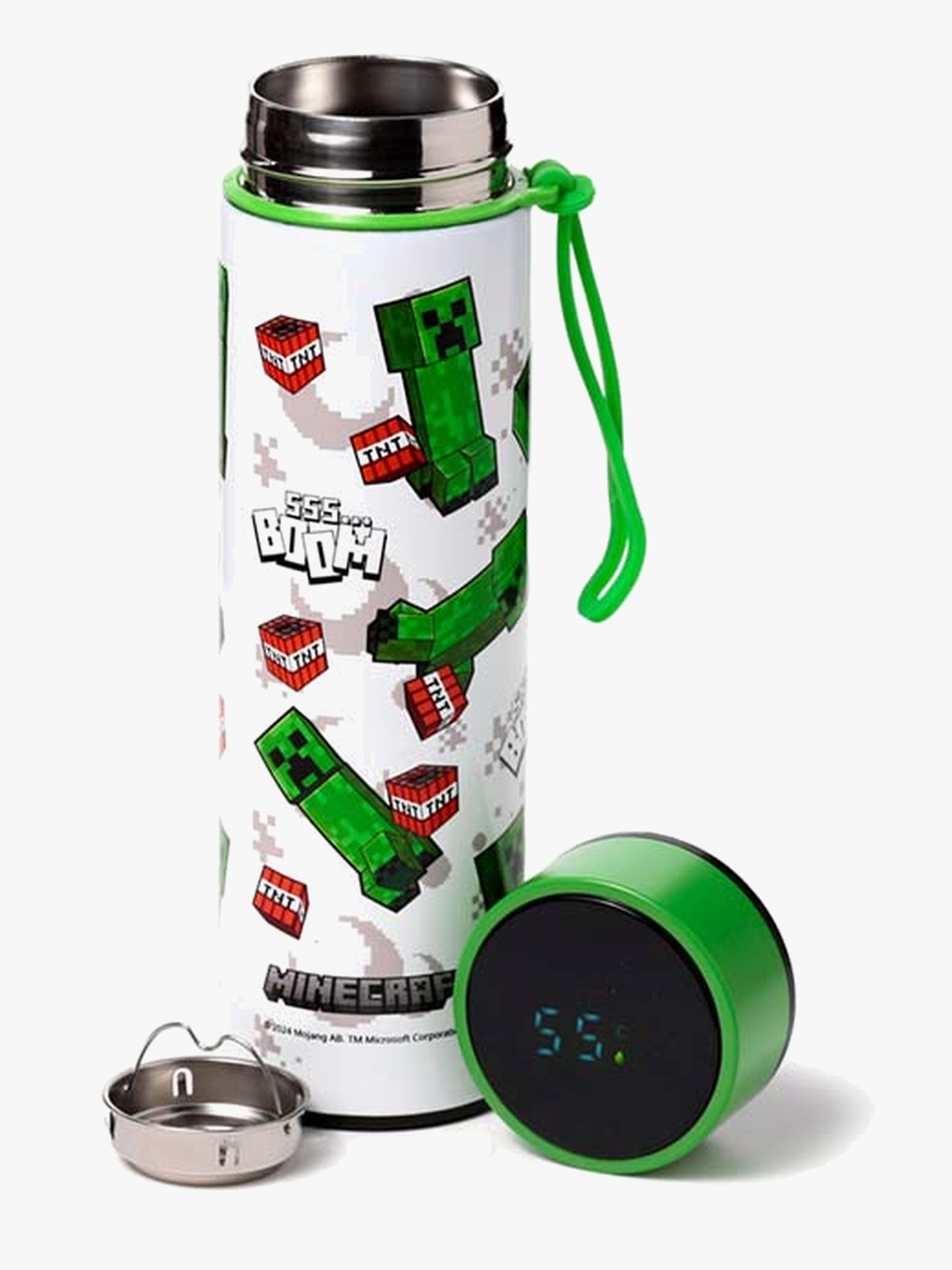 Minecraft Warm & Kalt Digitalthermometer Isolierflasche 450 ml, SSS…BOOM