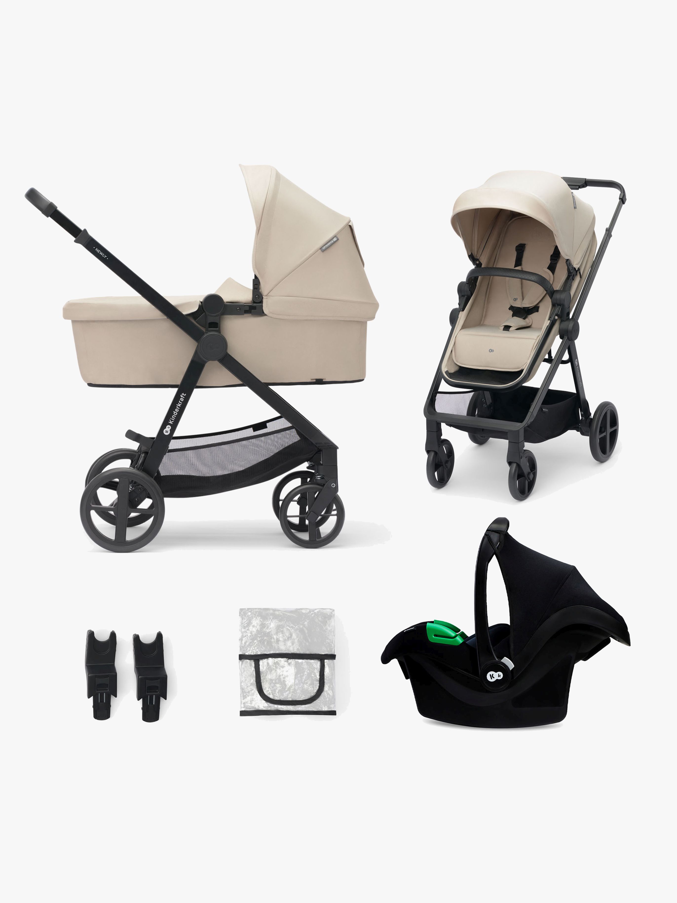 3-i-1 NEWLY Kombikinderwagen Travelsystem, Sand Beige