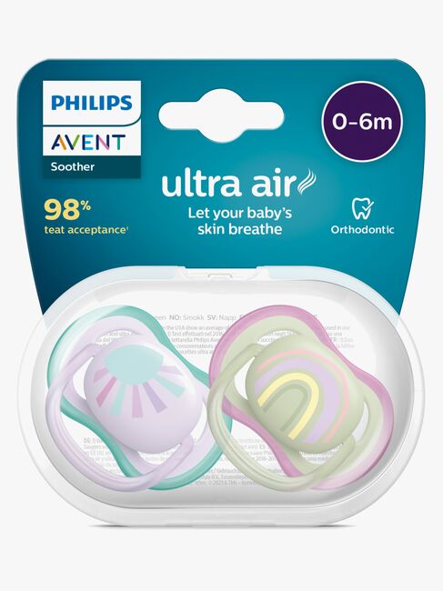 Philips Avent Ultra Air Deco Schnuller 2er-Pack 0-6m, Grün/Lila