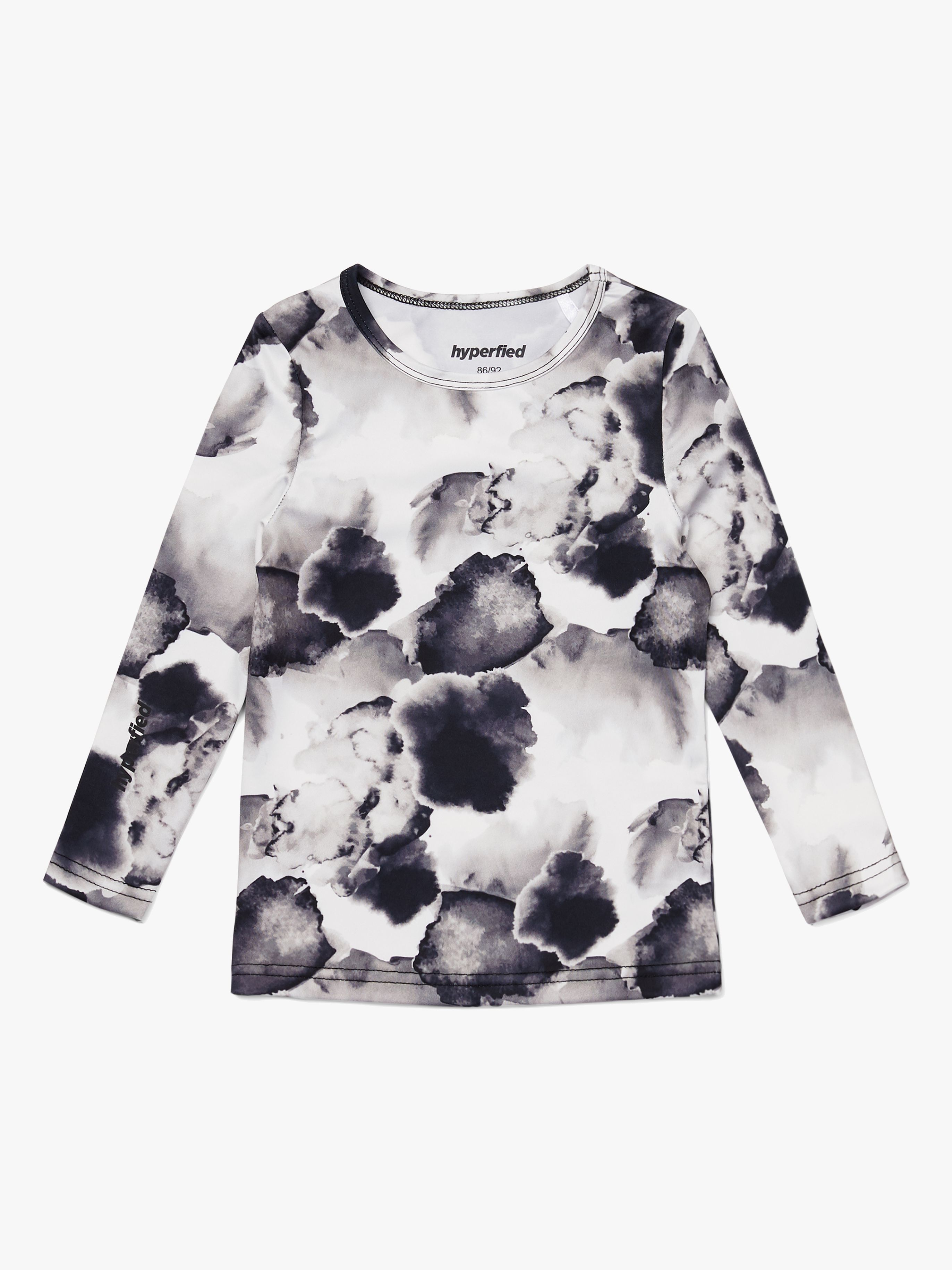 Long Sleeve Logo Top, Black / Grey Watercolor 134-140
