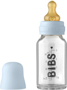 BIBS Glasflasche Komplettes Set Latex 110 ml, Baby Blue