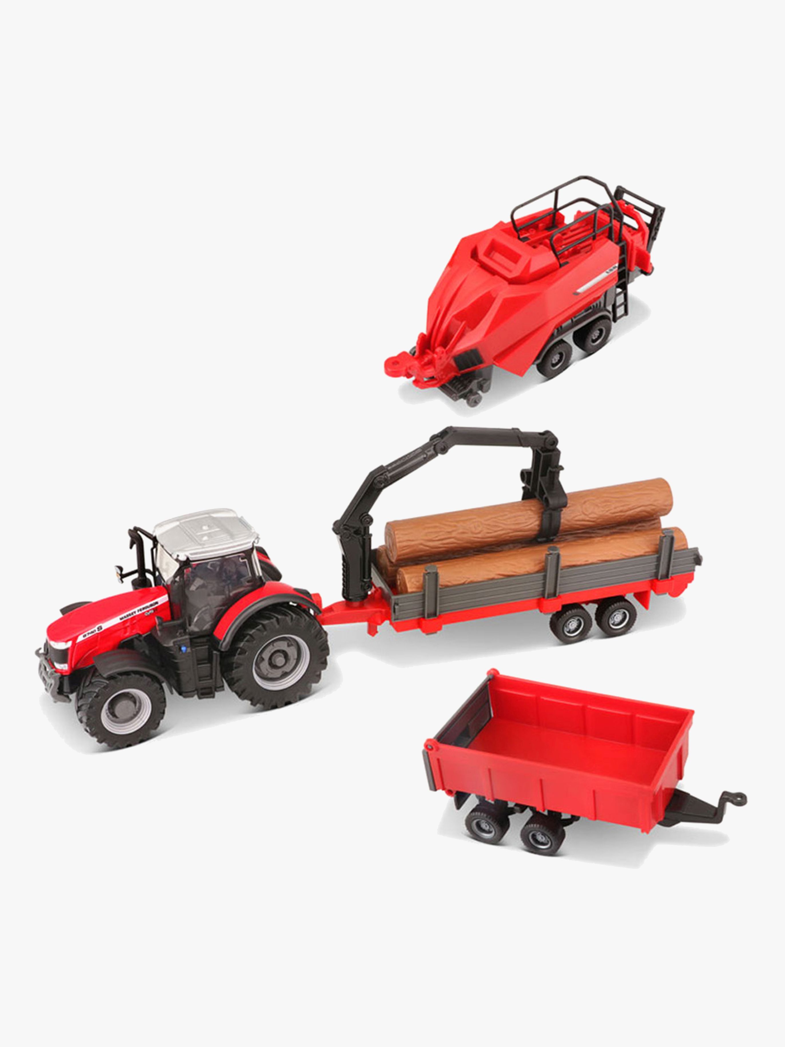 BB Junior Farmland Massey Fergusson 8740S Traktor mit 3 Anhänger