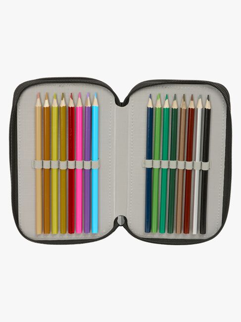 One Piece Gefülltes Dreifach-Federmäppchen 37 Teile, Schwarz