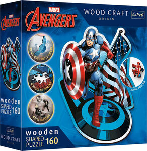 Trefl Wood Craft Origin Marvel Avengers Puzzle Fearless Captain America 160 Teile