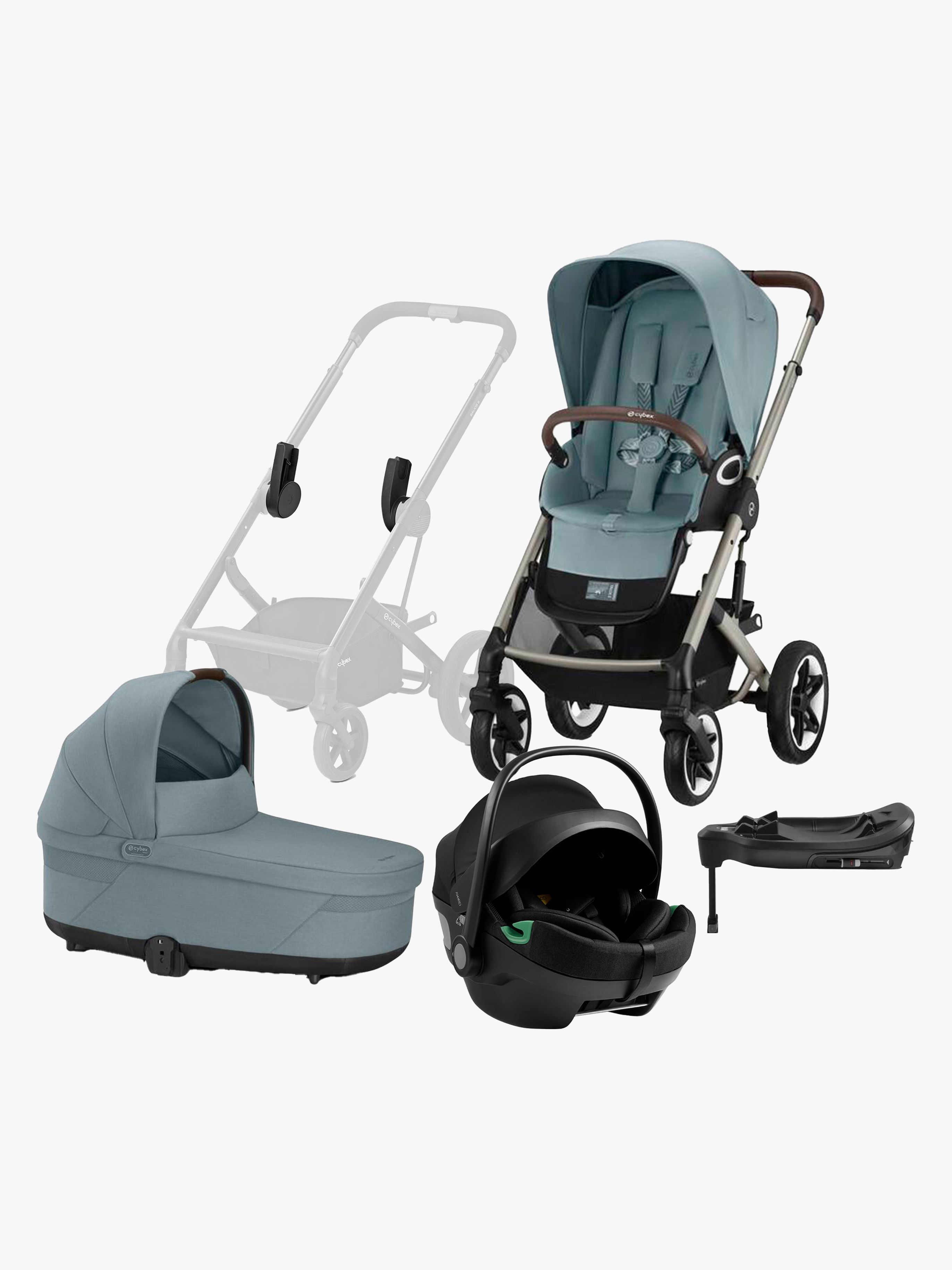 Cybex TALOS S Lux Kombikinderwagen inkl. Axkid GOKID Babyschale & Basis, Stormy Blue