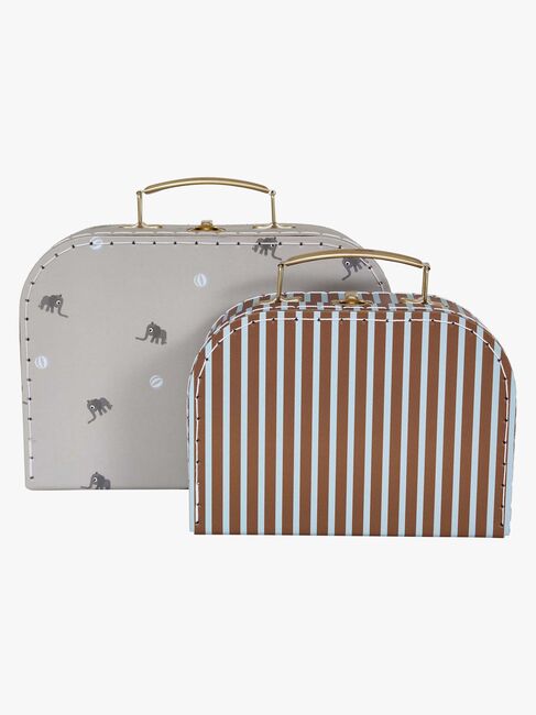 OYOY Mini Suitcase Elephant & Stripe Koffer, Pale Blue