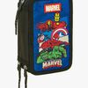 Marvel Avengers Gefülltes Dreifach-Federmäppchen 37 Teile, Blau