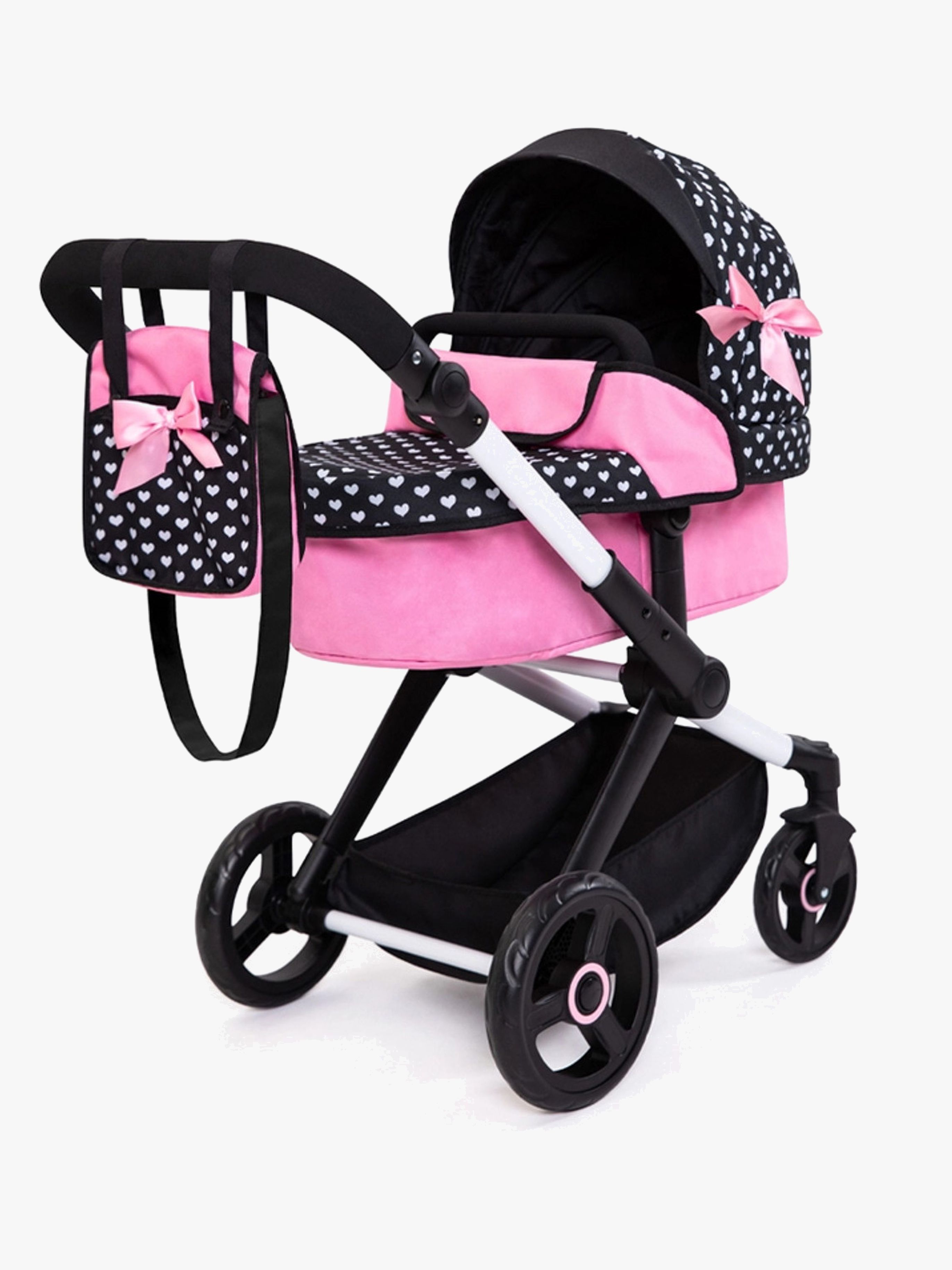Xeo Puppenwagen, Schwarz / Rosa