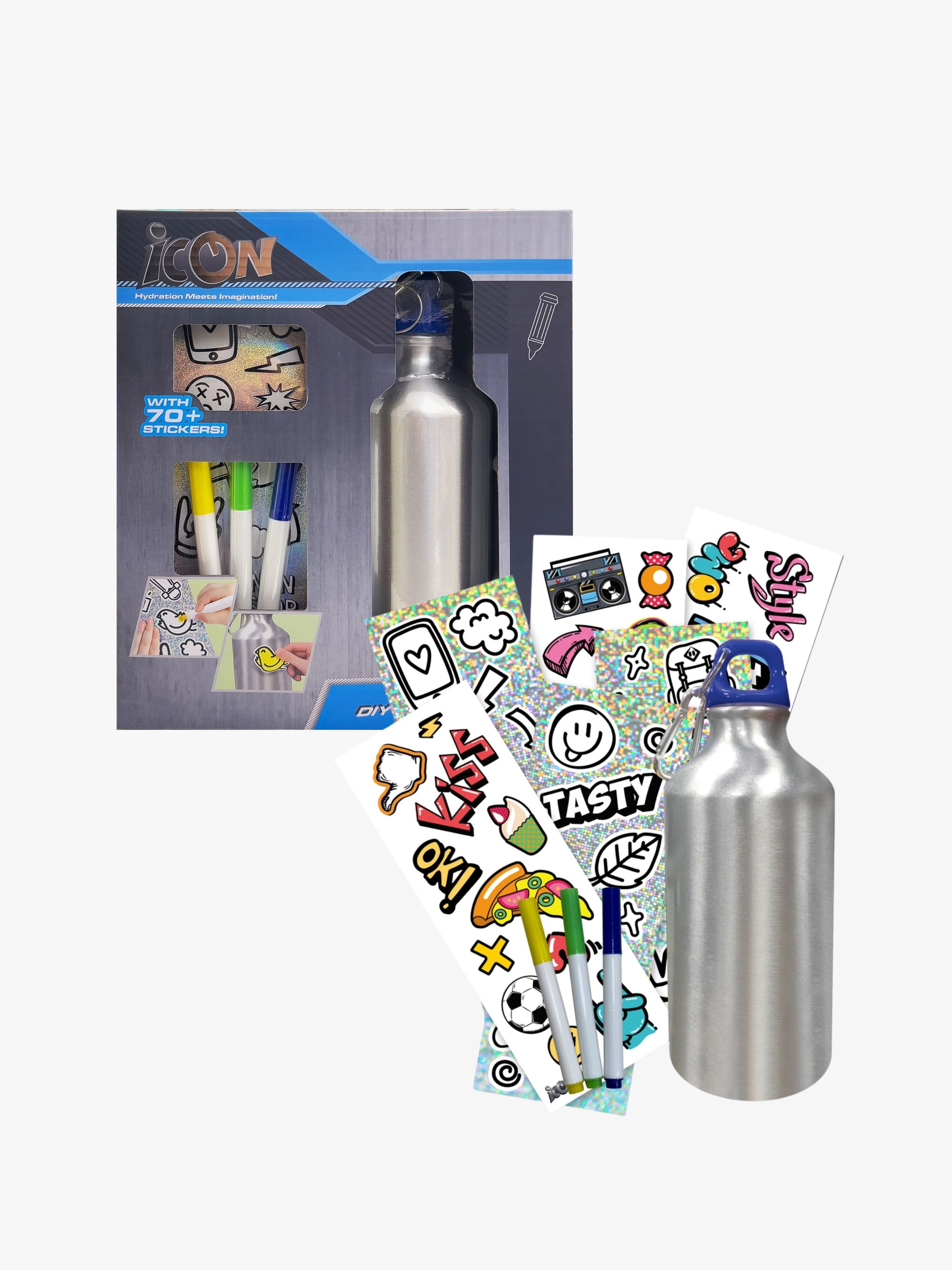 ICON Flasche mit Aufklebern