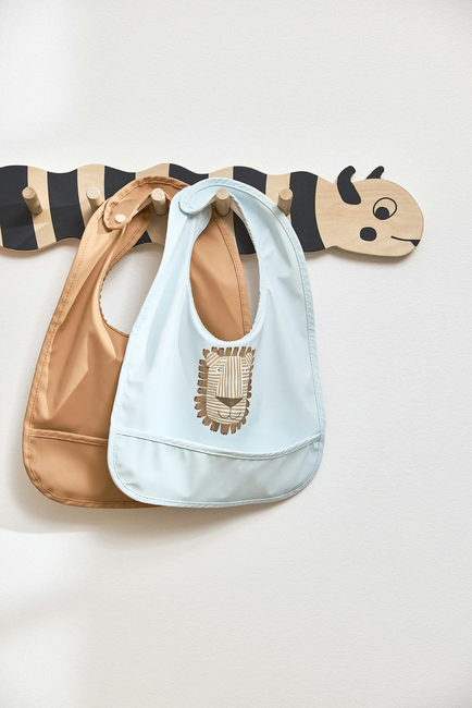 OYOY Lobo Löwe Lätzchen 2er-Pack, Caramel/Ice Blue