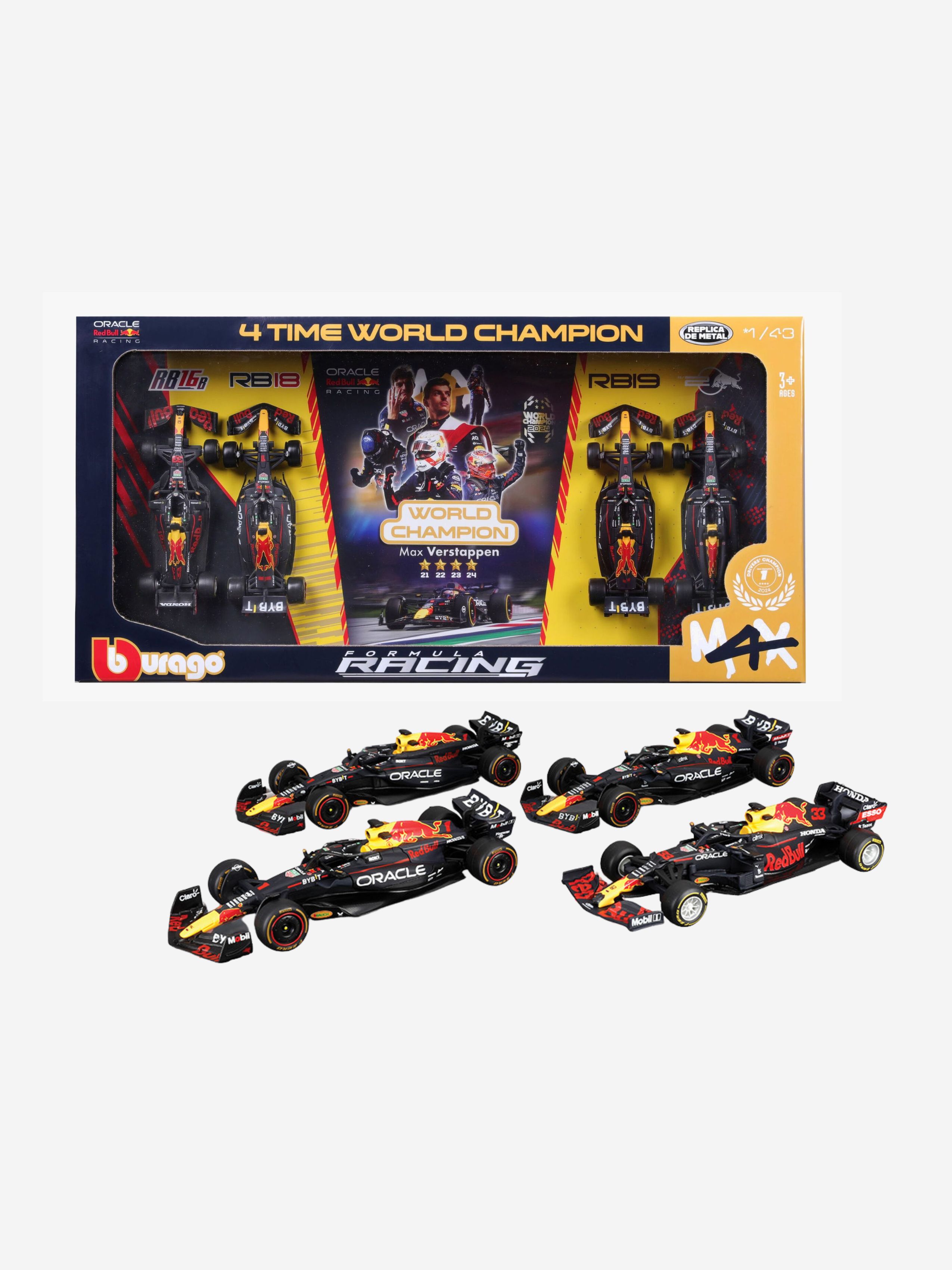 F1 Red Bull Racing Max Verstappen World Champion Autoset 1:43 4er-Pack