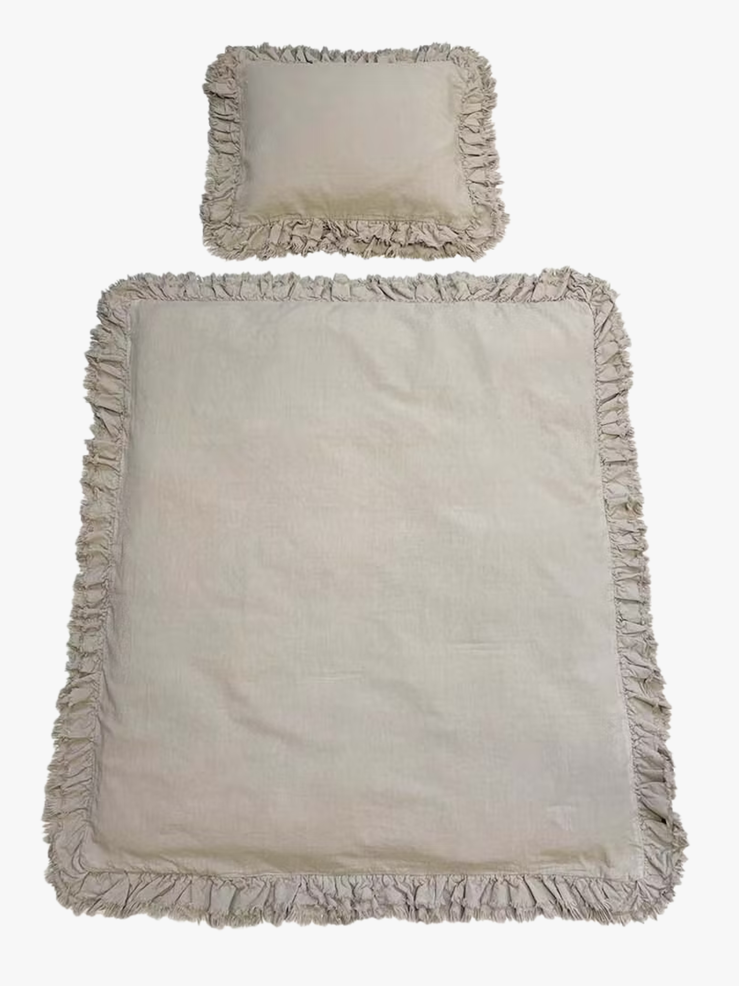 Bettwäsche Babybett Vintage Rüschen, Khaki