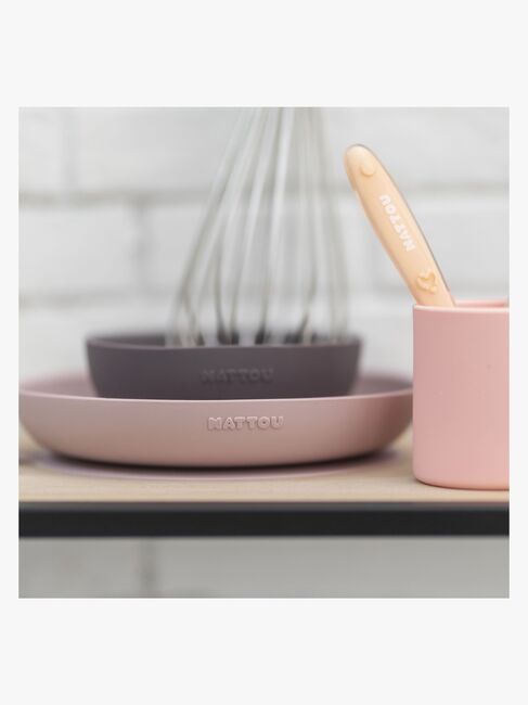 Nattou Soft Silicone Geschirrset 4 Teile, Rosa/Aubergine