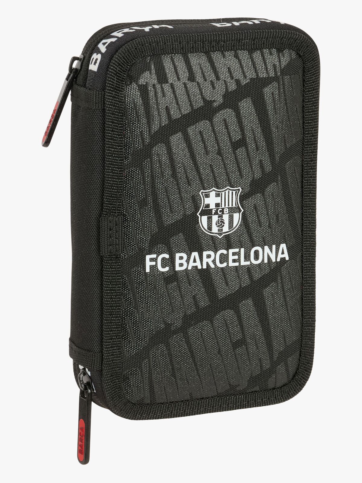 F.C.Barcelona Gefülltes Doppel-Federmäppchen 29 Teile, Schwarz