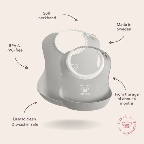 BabyBjörn Lätzchen-Set 2er-Pack, Grau