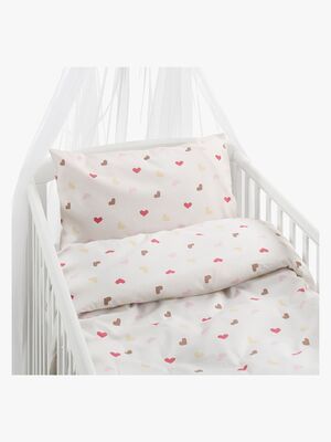 Borganäs Bettwäsche Babybett Hjärtrud 2-teilig 100x130 cm, Beige