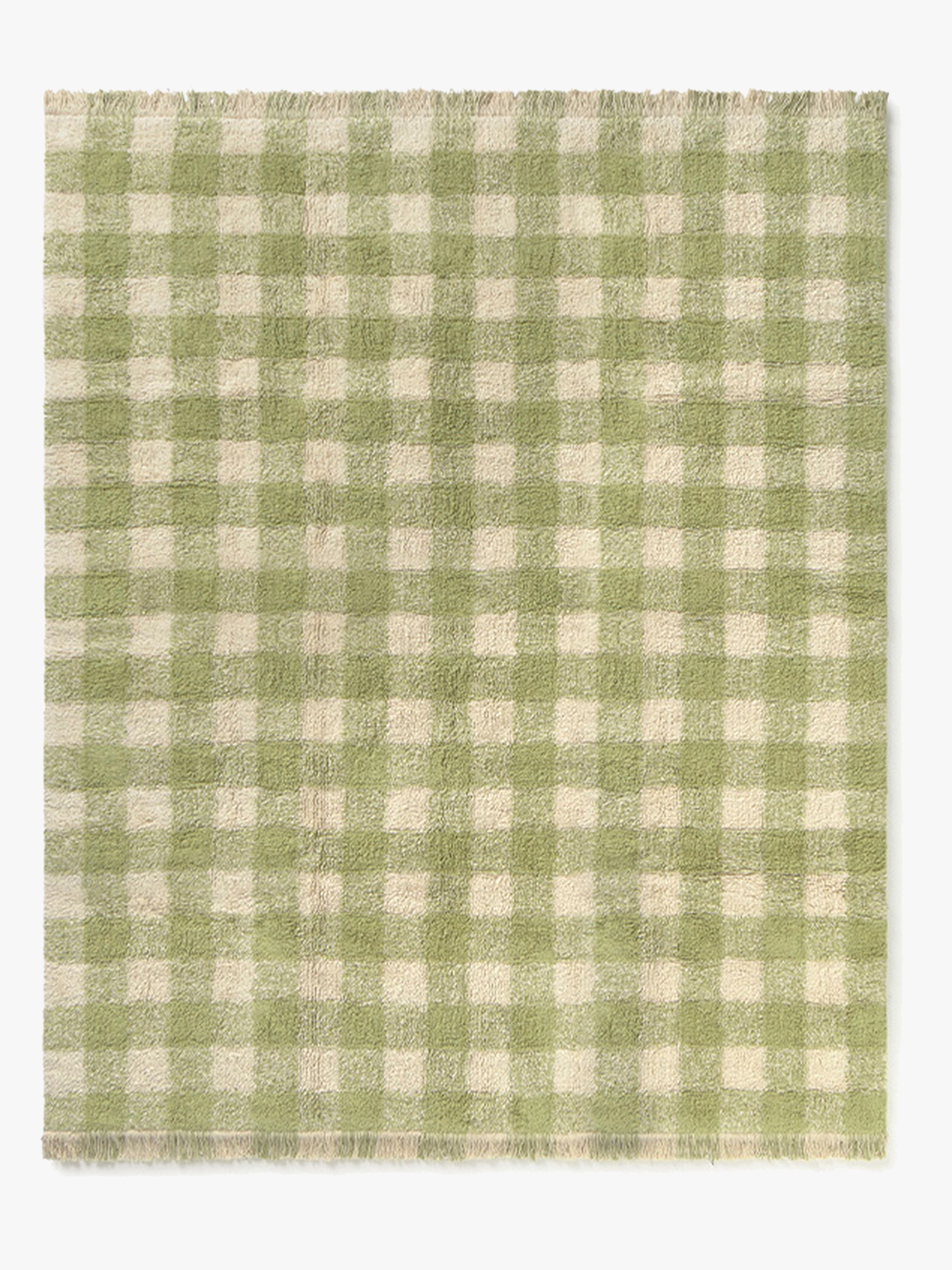 Lorena Canals Waschbarer Vichy Teppich 150x180 cm, Matcha