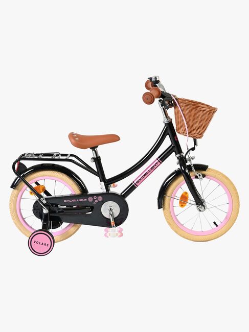 Volare Excellent Fahrrad mit Korb 14 Zoll, Schwarz