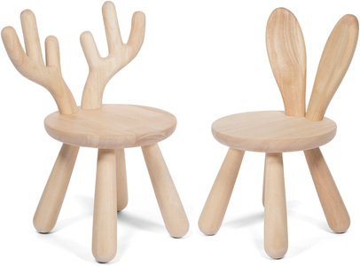 Minitude Stühle Elch und Kaninchen 2er-Pack, Holz