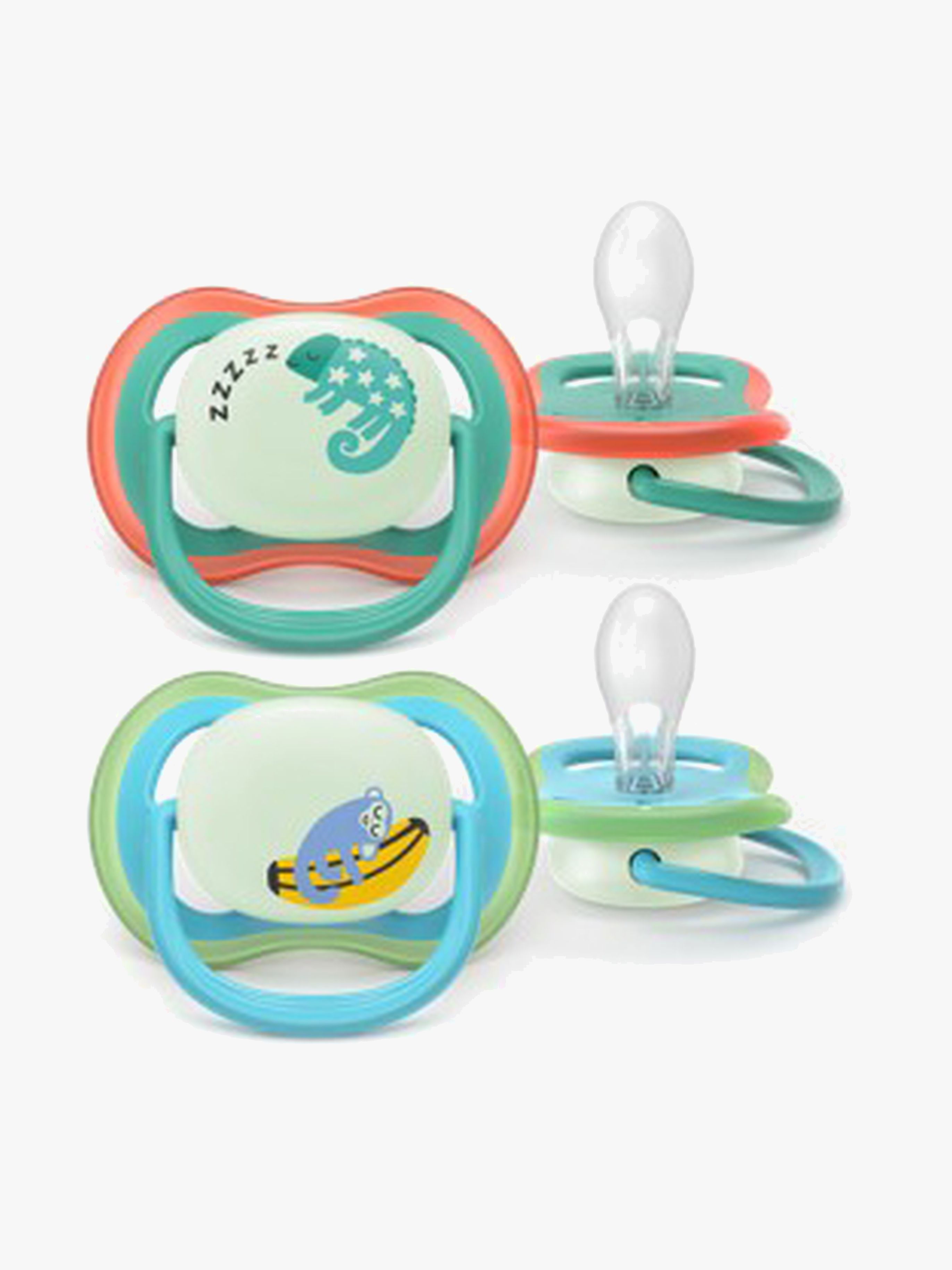 Avent Ultra Air Schnuller Nacht 6–18m 2er-Pack, Blau / Türkis