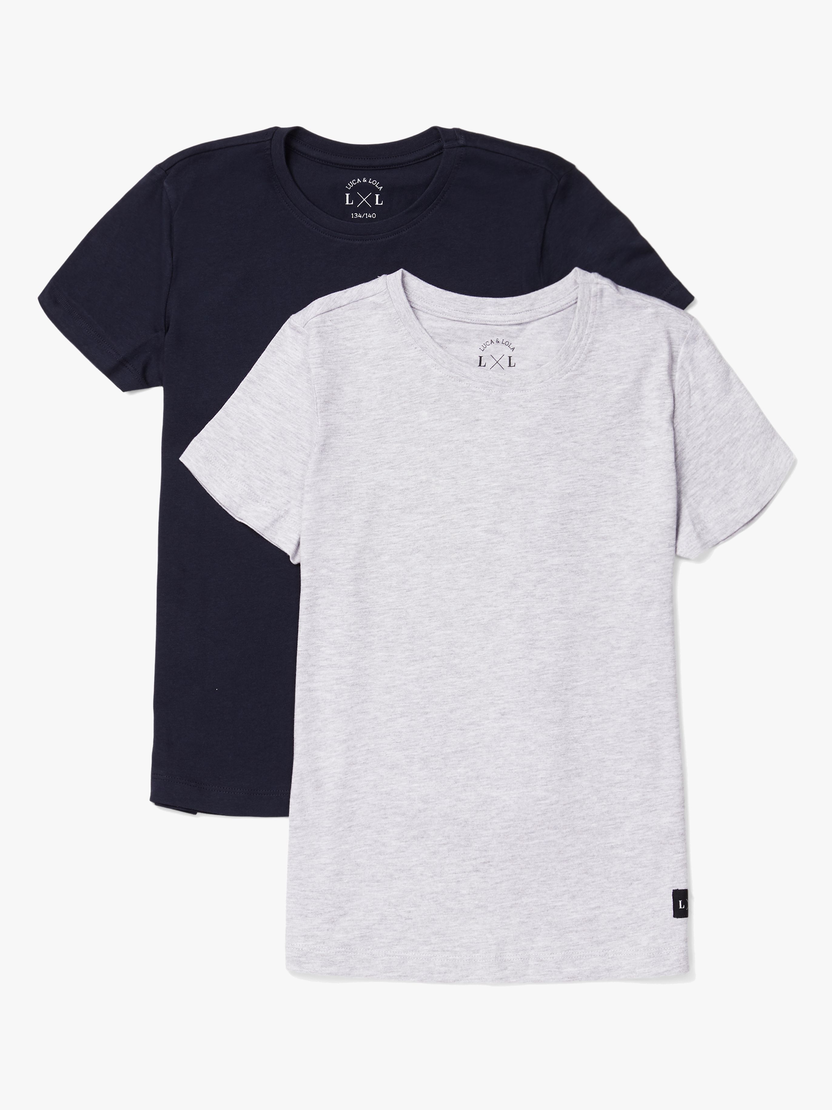 Luca &  Lola Adelmo T-Shirt 2er-Pack, Grey Melange/Navy 134-140