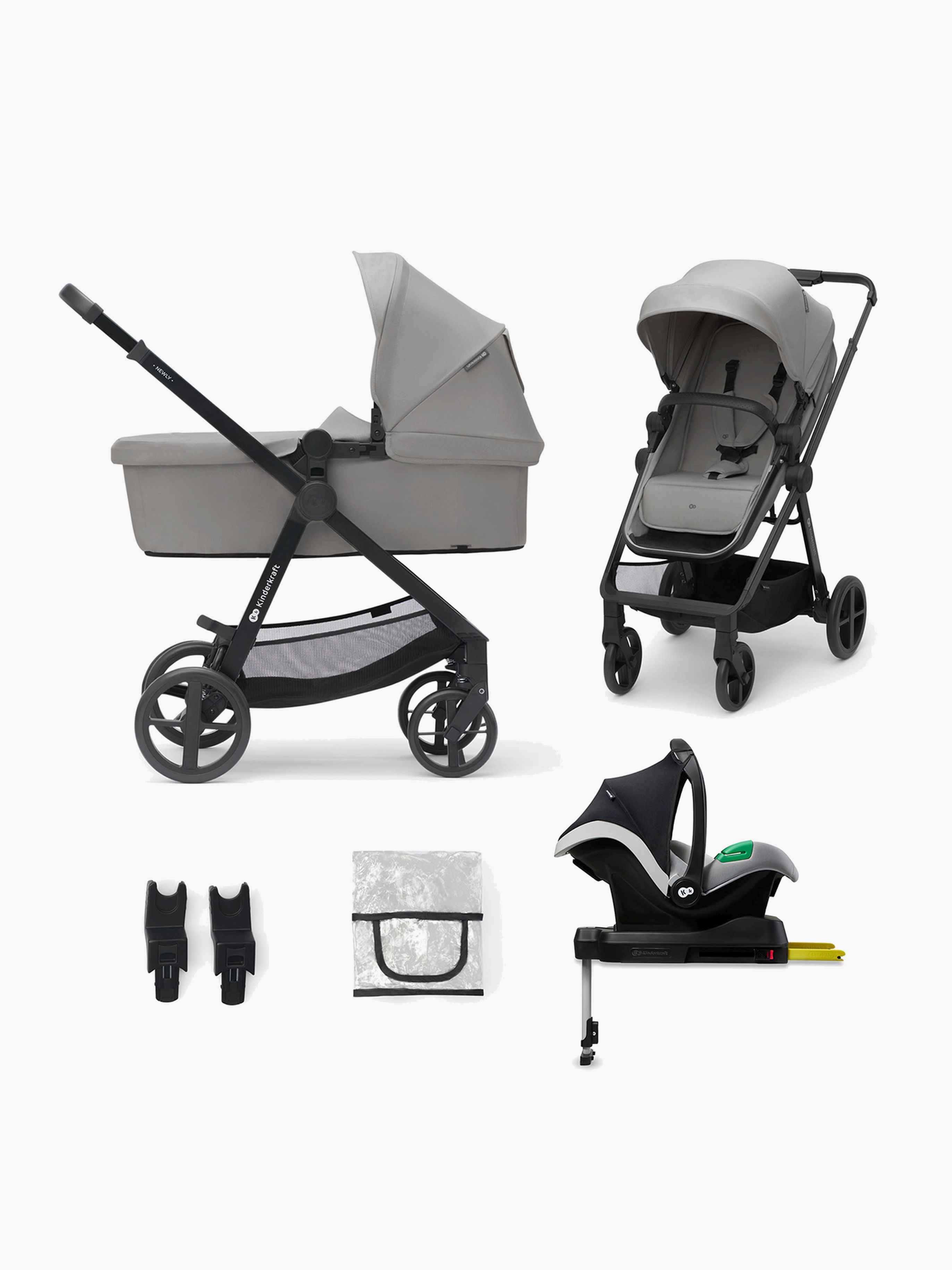 NEWLY Mink Pro Kombikinderwagen 4-in-1, Moonlight Grey, Kinderwagen, 2 in 1