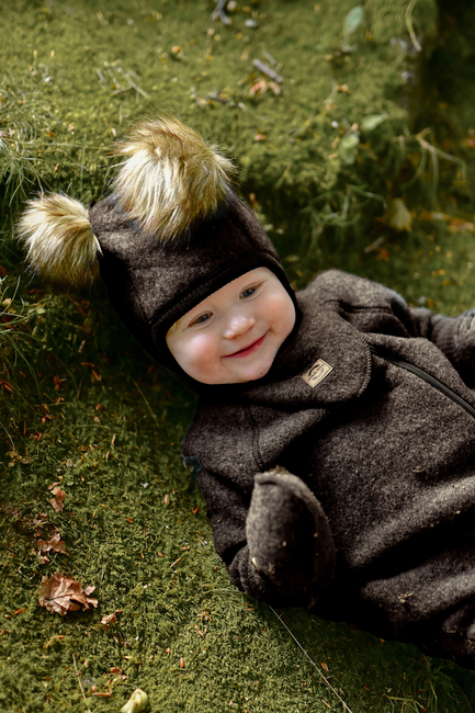 Mikk-Line Fäustlinge Merinowolle, Dark Brown Melange