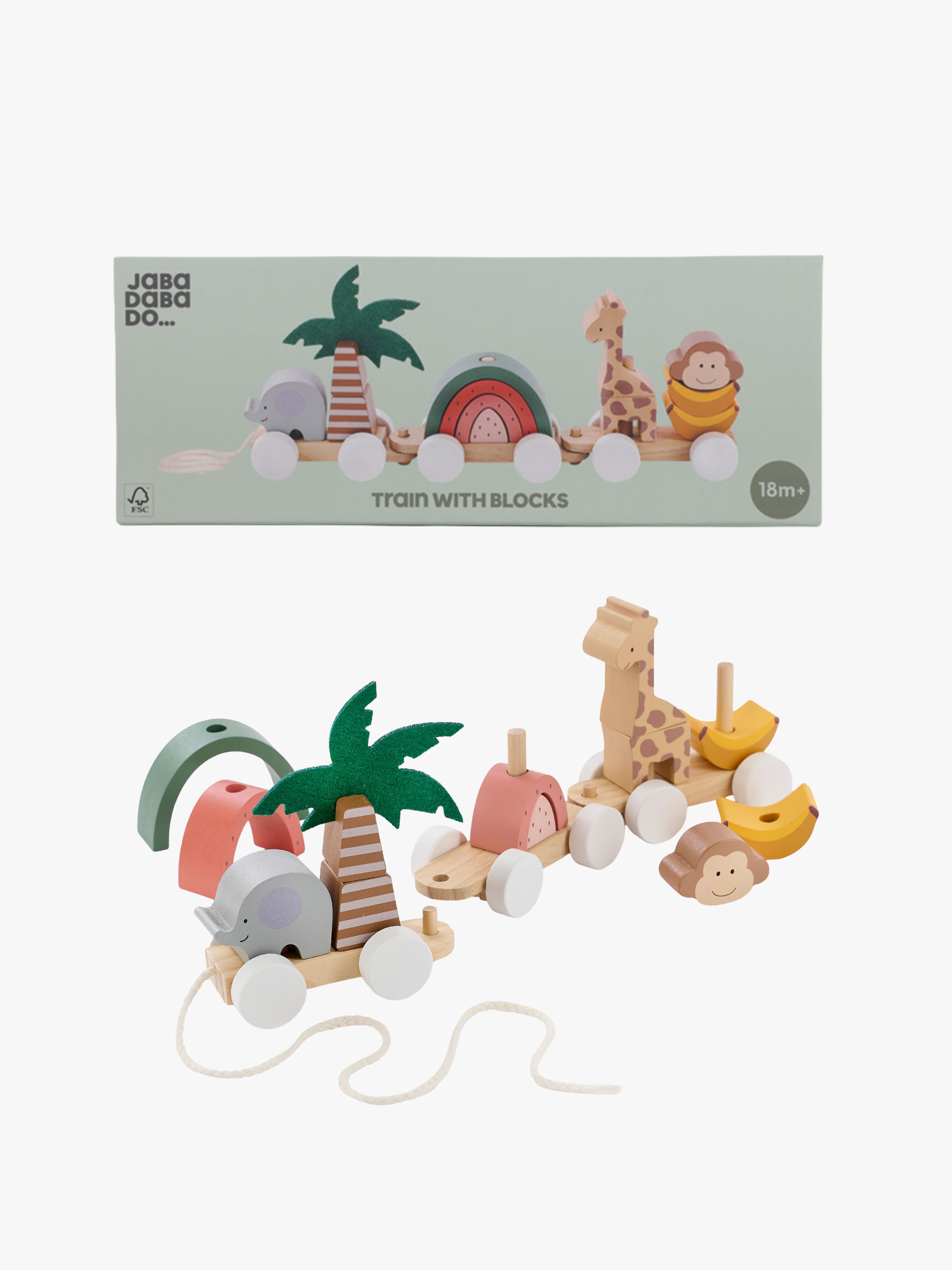 Jabadabado Zug Mit Bauklötzen Safari, Babyspielzeug