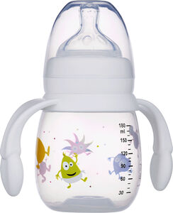 2B Baby Babyflasche mit Trinklerngriff Babblarna 180 ml, Weiß
