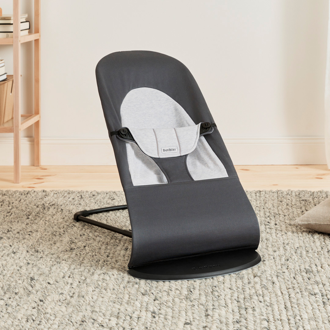 BabyBjörn Balance Soft Babywippe Gewebt Jersey-Stoff, Dunkelgrau/Grau