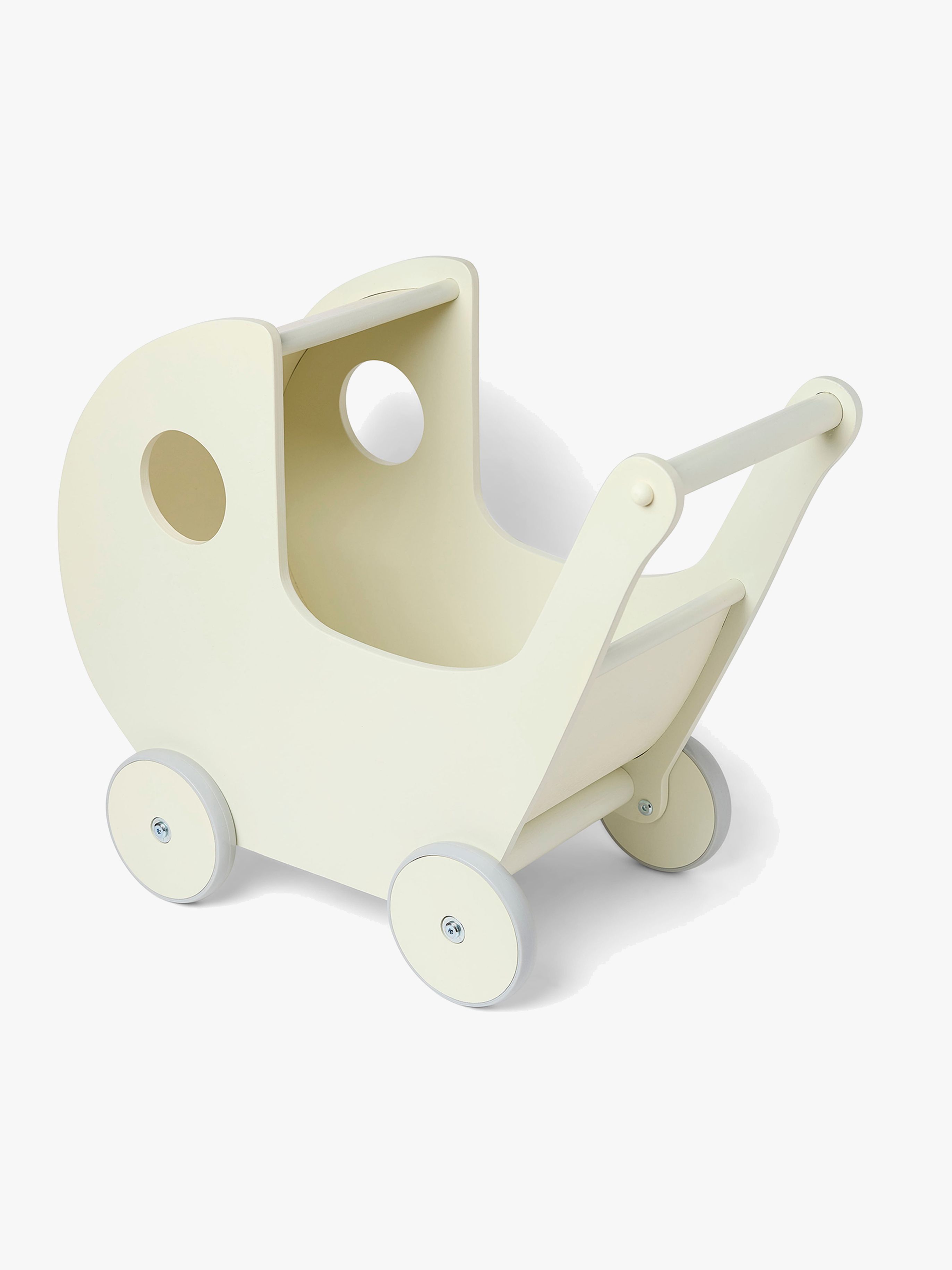 Puppenwagen aus Holz, Weiß