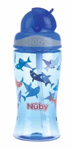 Nûby Trinkflasche mit Trinkhalm 360 ml, Blau