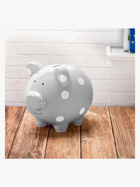 Pearhead Sparschwein Medium, Polka Dot Gray