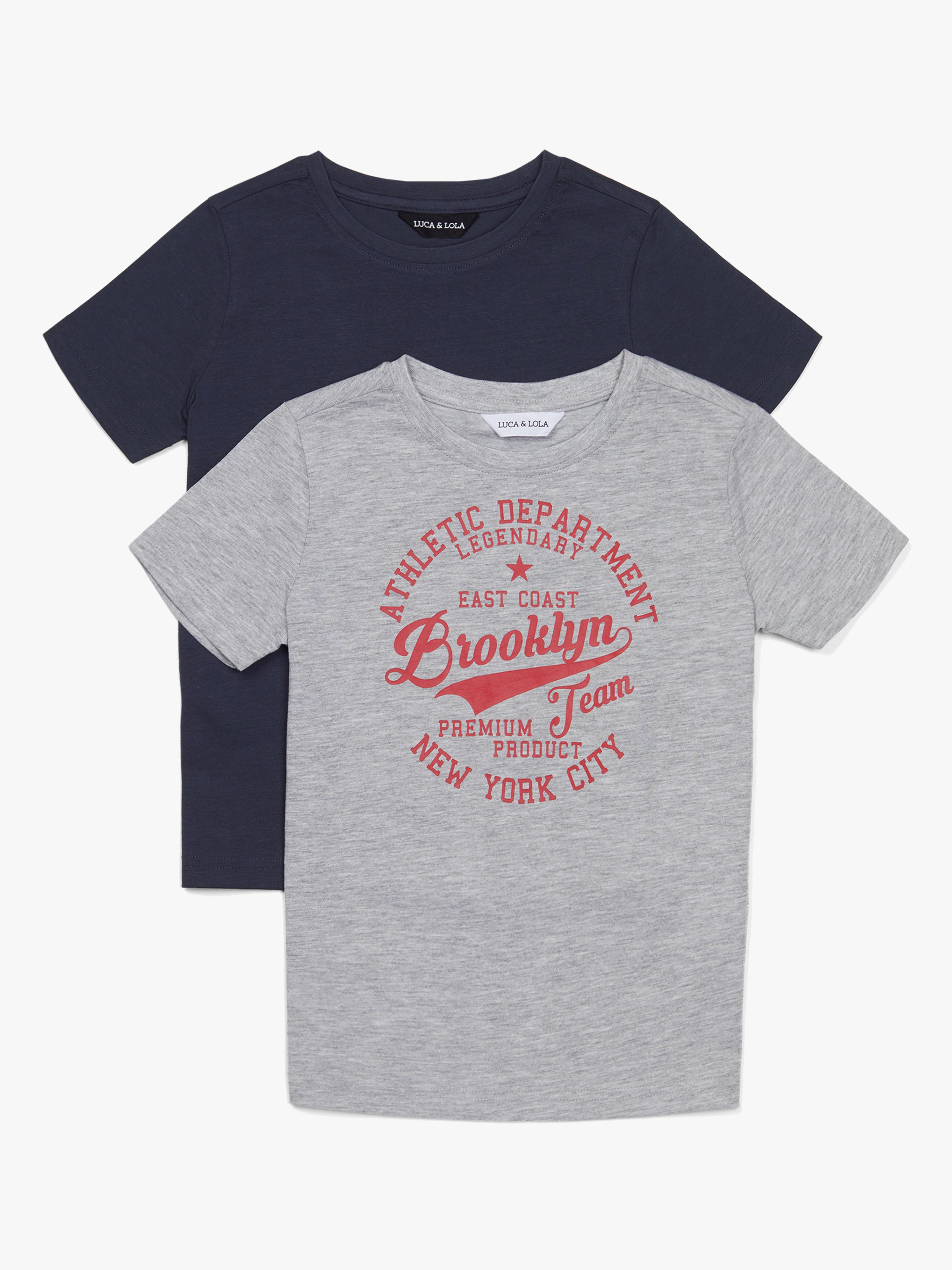 Luca &  Lola Paulo T-Shirt 2er-Pack, Grey Melange/Navy 134-139