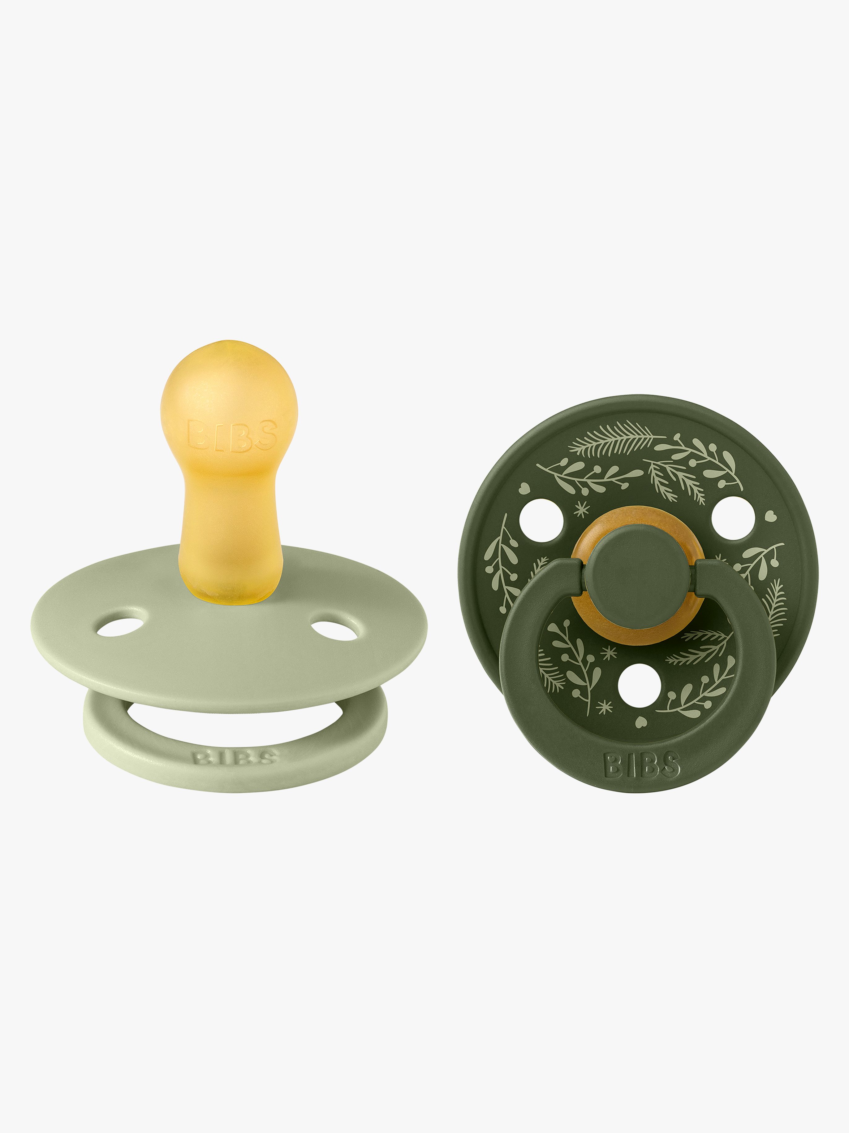 Colour Holiday Leaf Schnuller 2er-Pack Latex Größe 2, Sage / Hunter Green