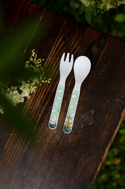 Mumin Wiese Löffel und Gabel, Grün