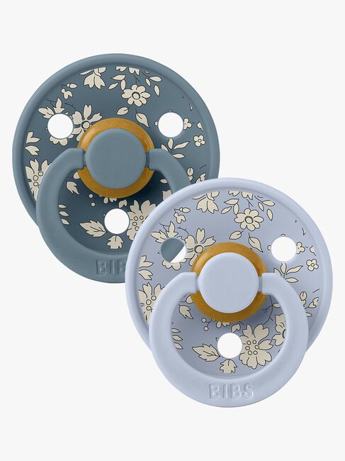 BIBS x Liberty Colour Schnuller 2er-Pack Latex Größe 1 Rund, Capel/Dusty Blue Mix