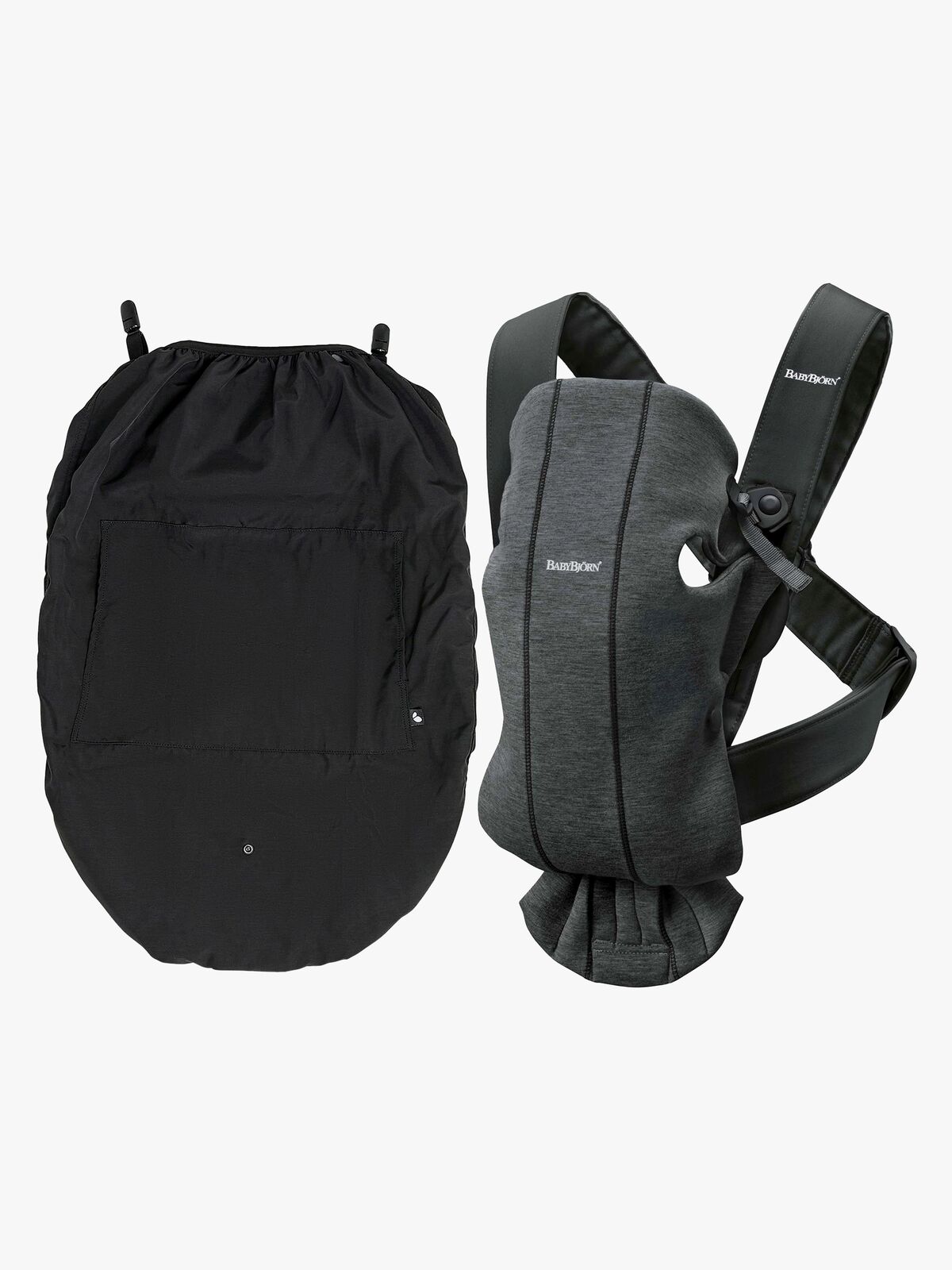 BabyBjörn Babytrage Mini 3D Jersey inkl. Regenüberzug, Anthrazit