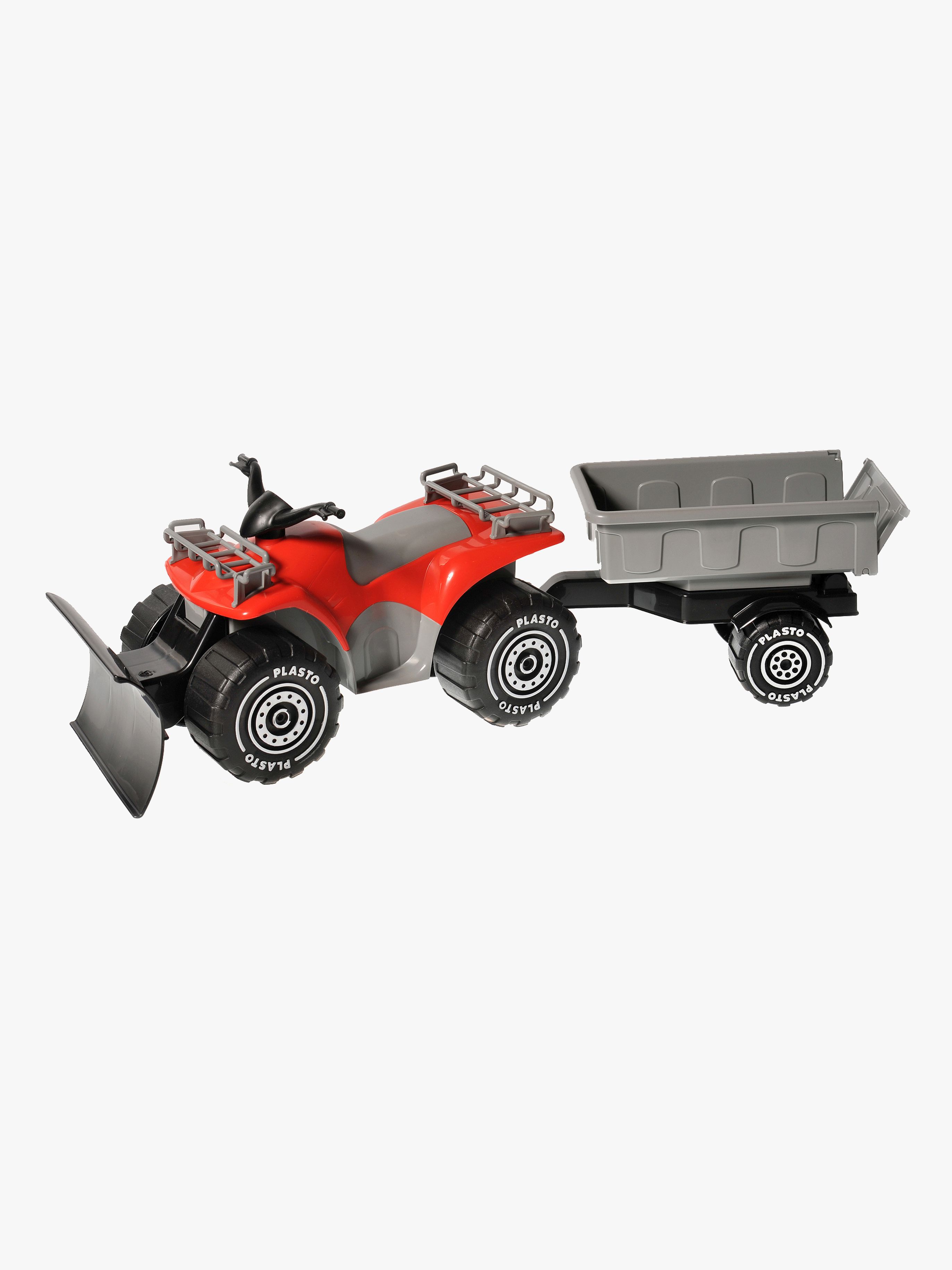 Plasto Quad mit Pflug und Anhänger, Rot